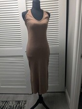 Gap Midi Halter Ribbed Light Brown Rust Sleeveless Size M