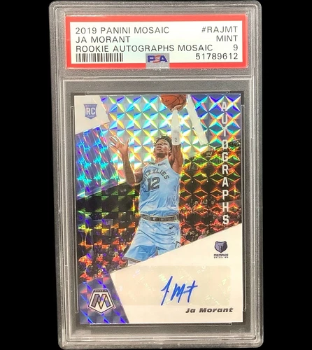 2019 panini mosaic #RAJMT ja morant rc; silver rookie signature autographs PSA 9