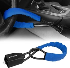 Car Steering Wheel Lock, Seat Belt Lock, Anti-Theft Device, Max 17" Length Blue