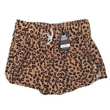 Bondi Beamers Womens Leopard Print Elastic Waist Drawstring Shorts Tan Size 10