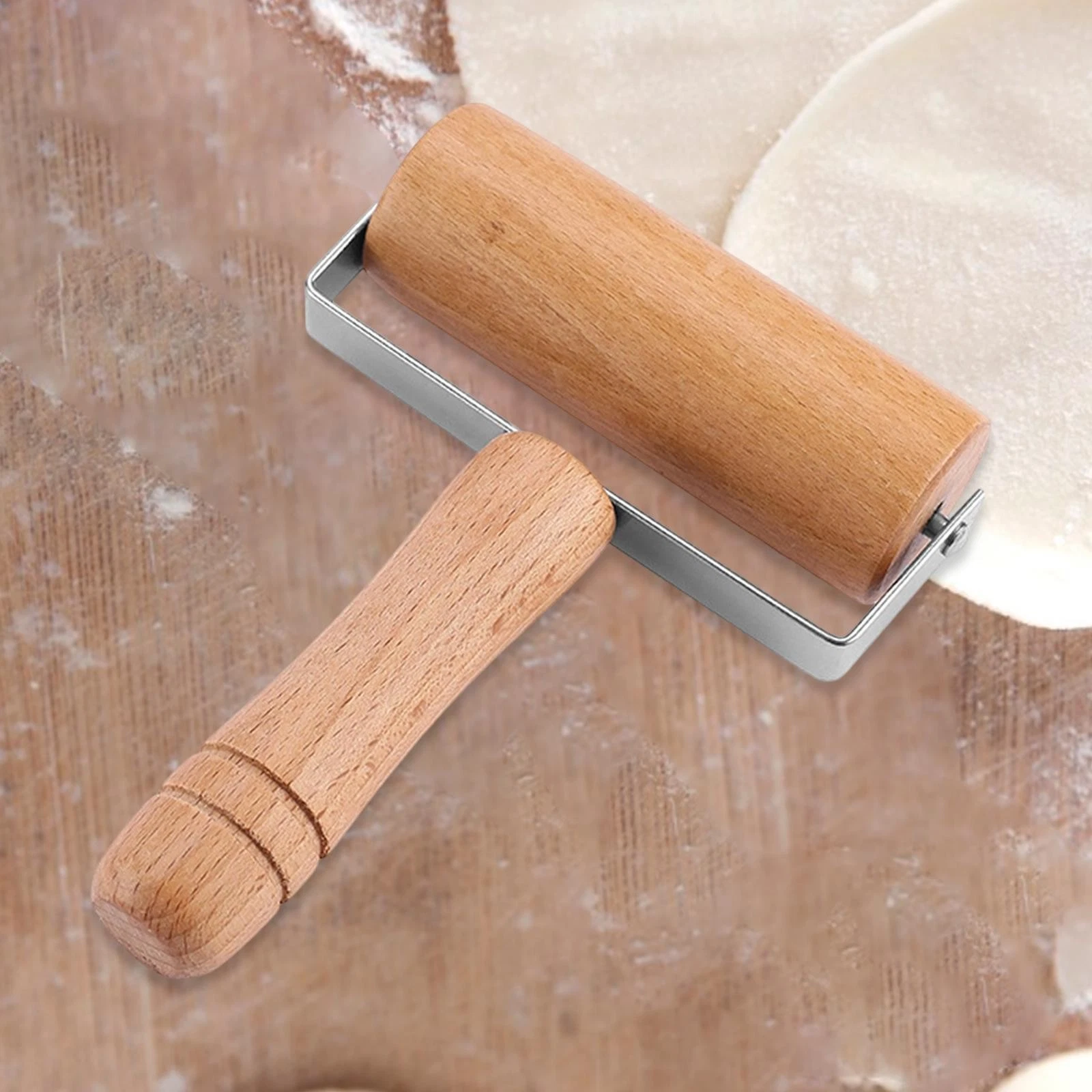 Kitchen Rolling Pin with Handle Supplies Baking Rolling Pin Tool Flour Stick