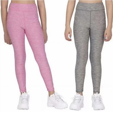 FILA Pink & Gray Sz Large (14/16) Stretchy Reversible LOGO Leggings NEW NWT
