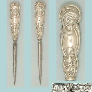 Antique Sterling Silver Stiletto / Awl * English * Hallmarked 1908