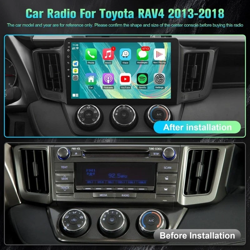 Для Toyota RAV4 2013 2014 2015 2016 2017 Android12 автомобильное стерео радио WIFI GPS DSP - Изображение 4 из 4