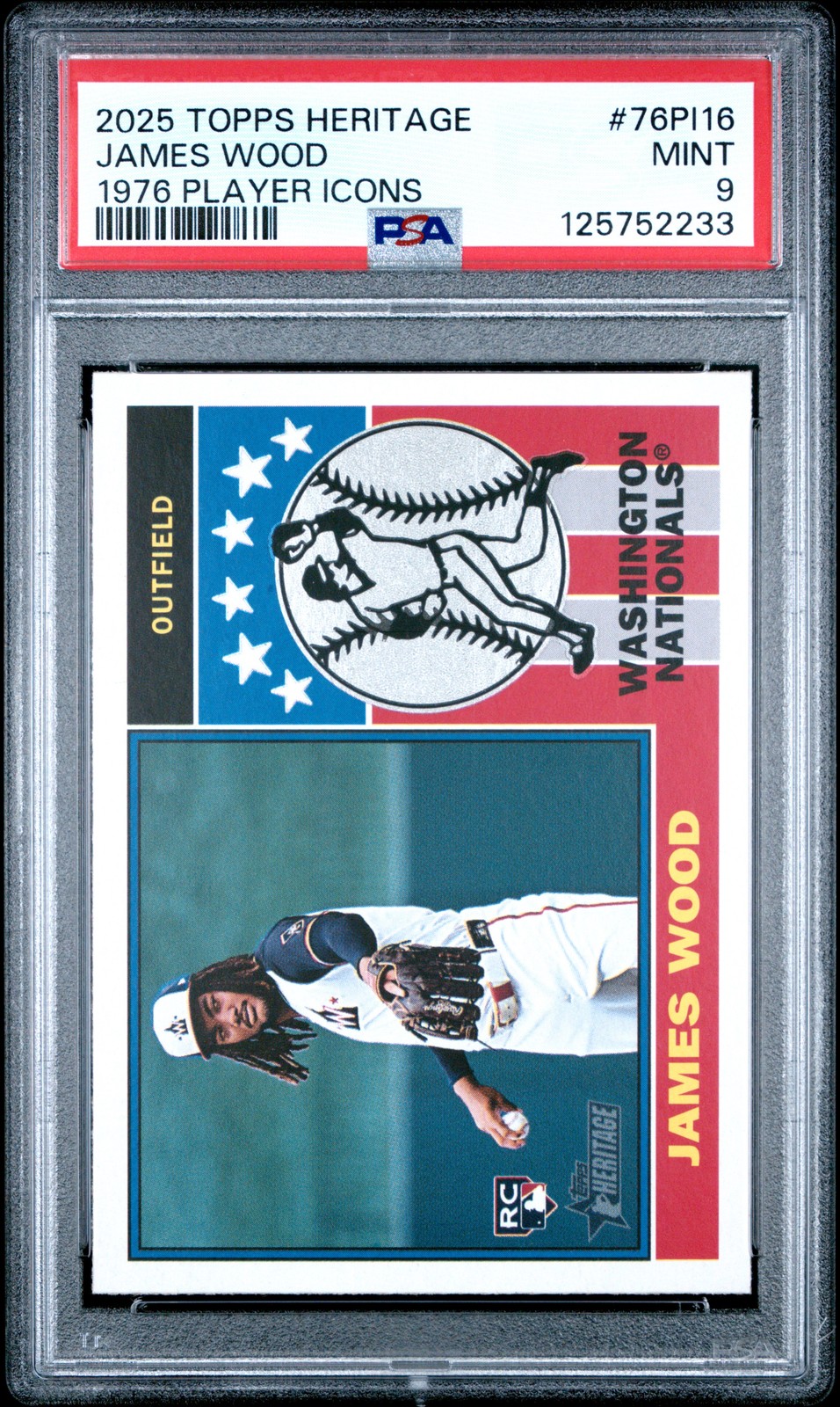 2025 TOPPS HERITAGE 1976 PLAYER ICONS #76PI16 JAMES WOOD PSA 9