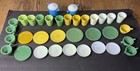Vintage Antique Toys Akro Agate Child Dishes 36 Pc Lot Tea Set Tumblers Colors
