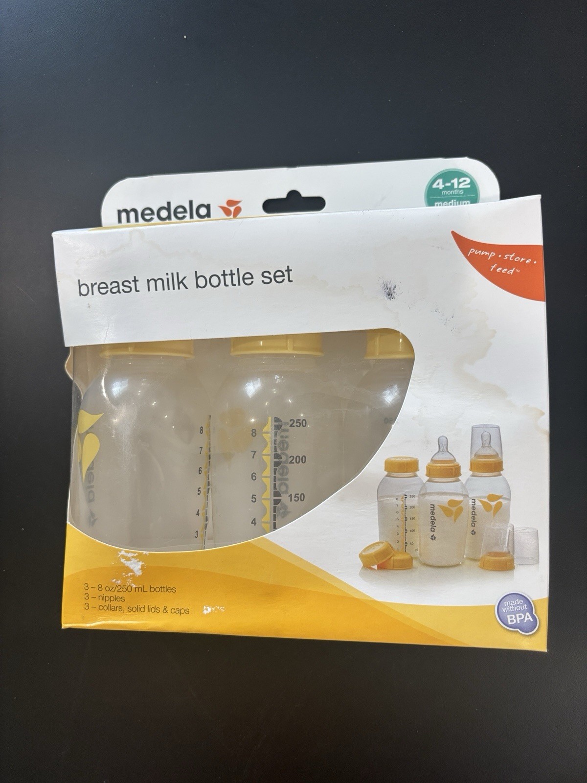 Medela 3 Bottle Set, BPA-Free, Dishwasher Safe, Pump Compati