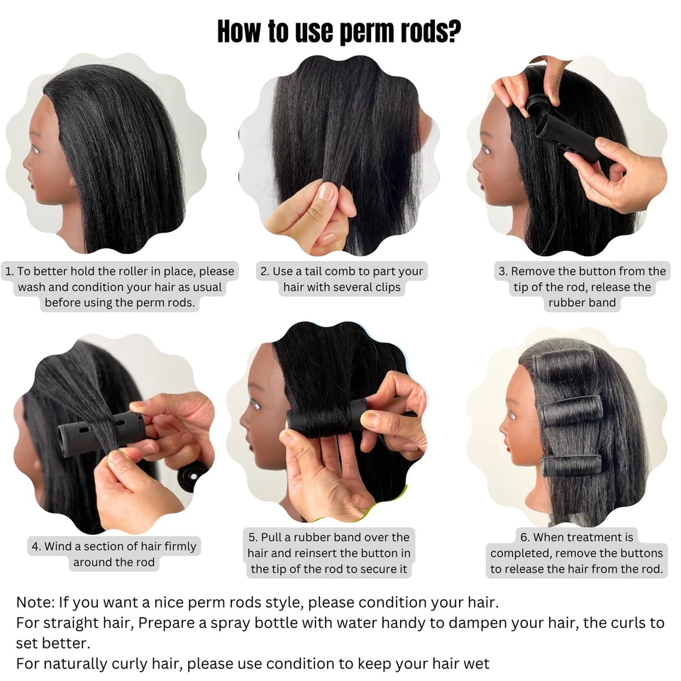 Jumbo Cold Wave Perm Rods Set (24 Pcs) for Women - Large Size Styling Rollers... - Image 4 of 4