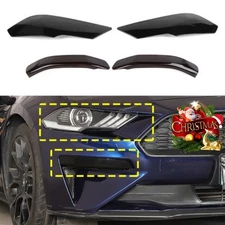 Smoked Black Front Fog & Head Light Lamp Trim For Ford Mustang 2018+ Accessories