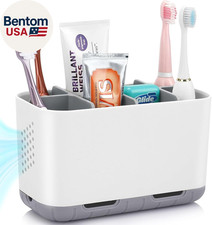 Toothbrush and Toothpaste Holder Drainage for Bathroom Countertop with Adjustabl