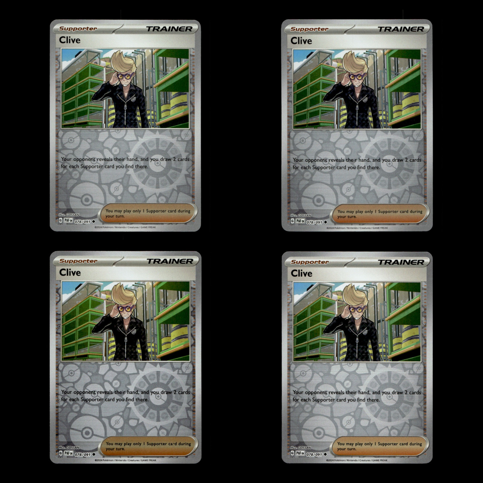 4x Clive 78 Scarlet Violet Series Paldean Fates 2024 Pokemon Cards Playset TCG