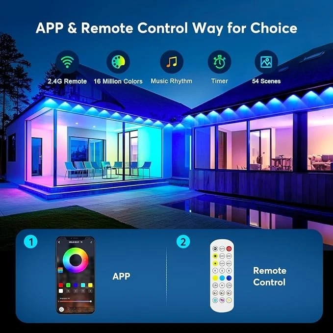 200Ft Permanent Outdoor Lights for House, App & Remote Control, RGB Smart Eaves - Image 2 of 4