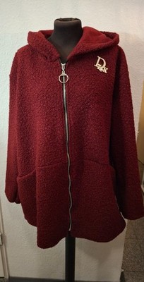 Italy  Teddy Jacke Blazer Mantel Kapuze bordeaux Gr 36,38,40,42,44.,46,48  J29