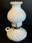 Vintage Fenton Hobnail Milk Glass Courting Oil Lamp 1965 - 1972 Production