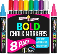 Window Chalk Markers for Cars Glass Washable, 8 Colors Liquid Chalk Marker Pens