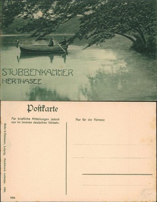 Postcard Stubbenkammer-Sassnitz Lake Herthasee, rower 1913