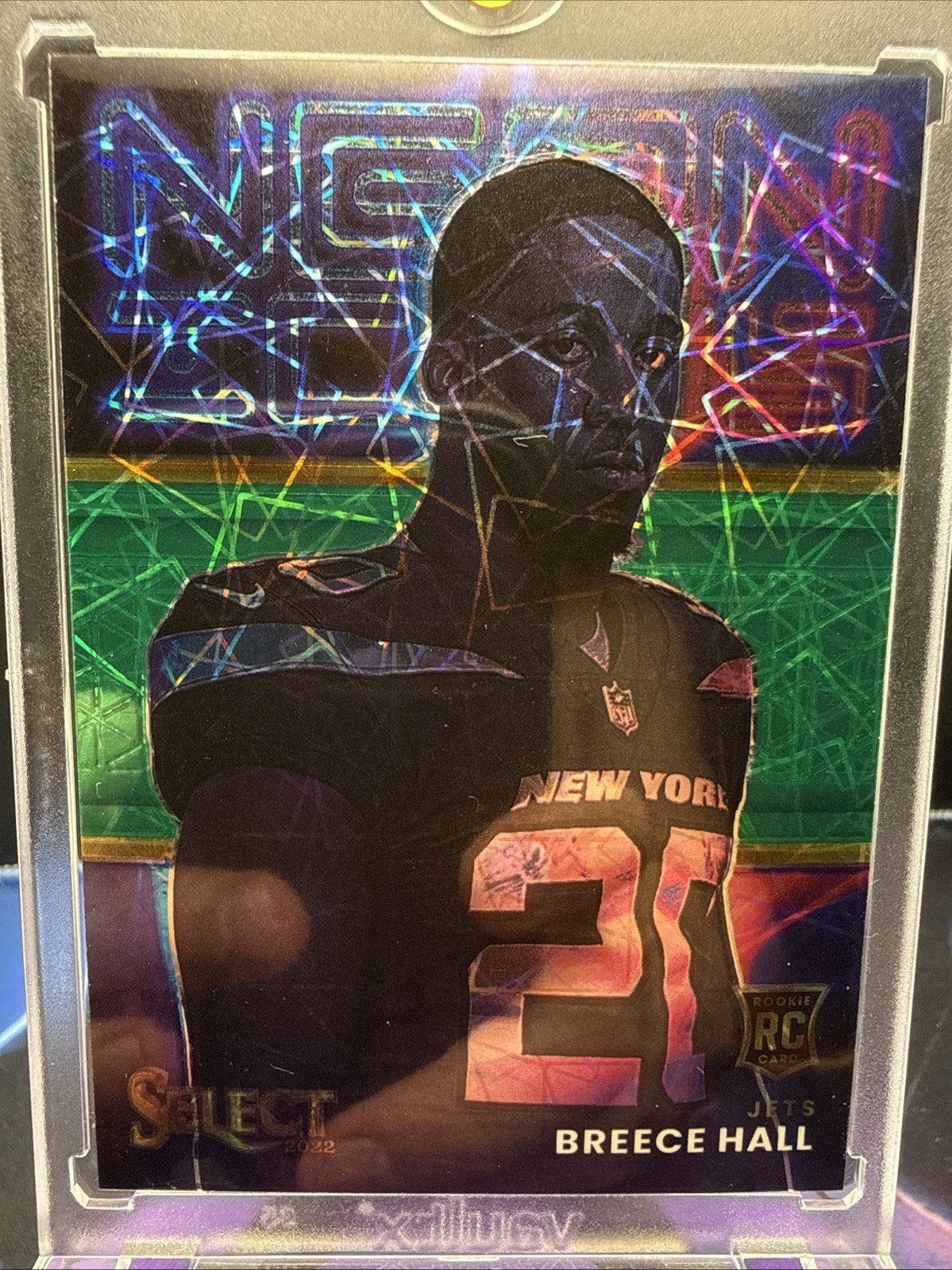 2022 Panini Select Football RC Green Neon Icons Breece Hall /5 Rookie