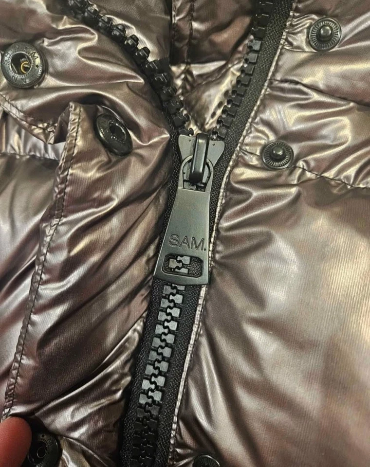 133 SAM New York Freestyle Goose Down Puffer Jacket Metallic GraySilver M Isabel - Image 3 of 4