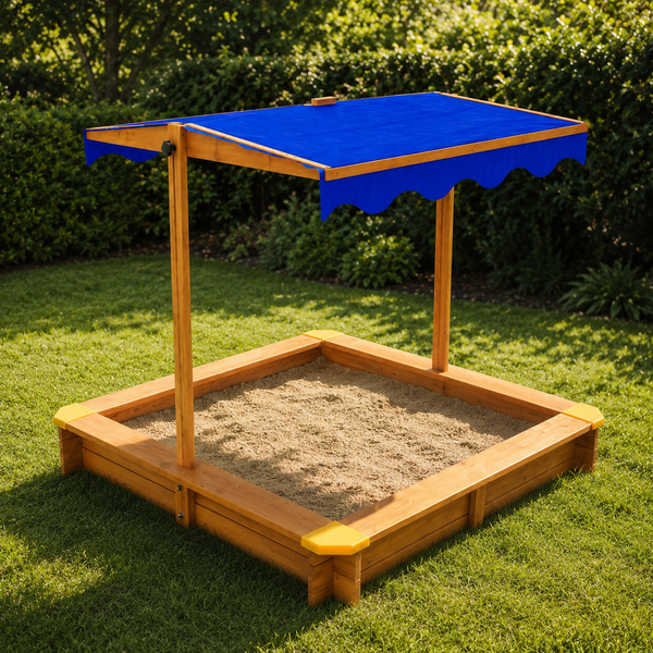 Hago® Sandkasten Sandbox Sandkiste Massivholz Dach Uv-Schutz Bodenvlies Uv 50-image
