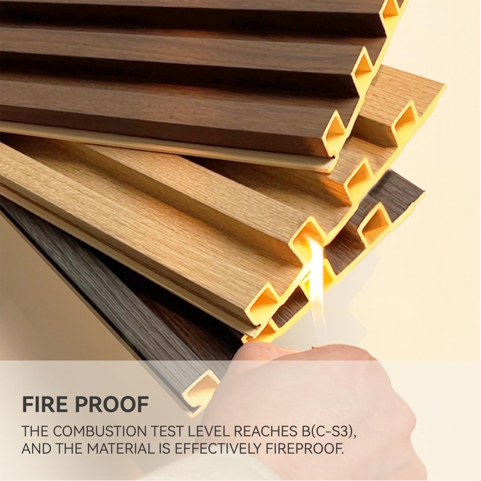 Upick WPC Slat Wall Panels, 6 Pack 6.6 x 6.6 in 3D Wood Wall Panels Fluted Te...