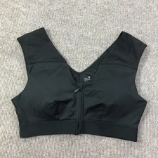 Tommie Copper Sports Bra Womens Large Black Shoulder Support Zip Front Gym Wear