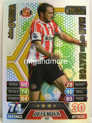 Match Attax 2013/14 Premier League - #406 John O'Shea - Man of the Match