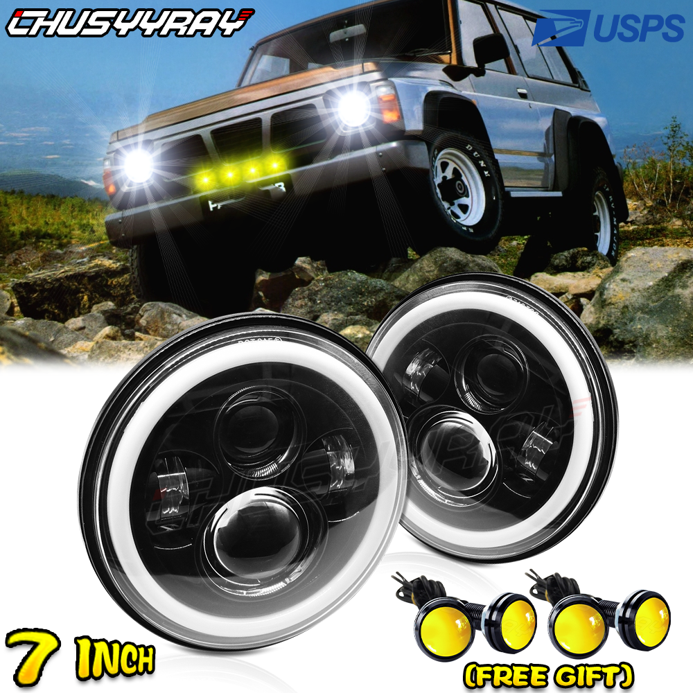 Feux Avant Auto Phare Voiture Led Universel DRL H4, 7 Pouces