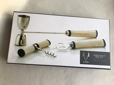 Viski Admiral 3-teiliges Bar-Set modern Edelstahl & weißer Knochengriff Nr: 70