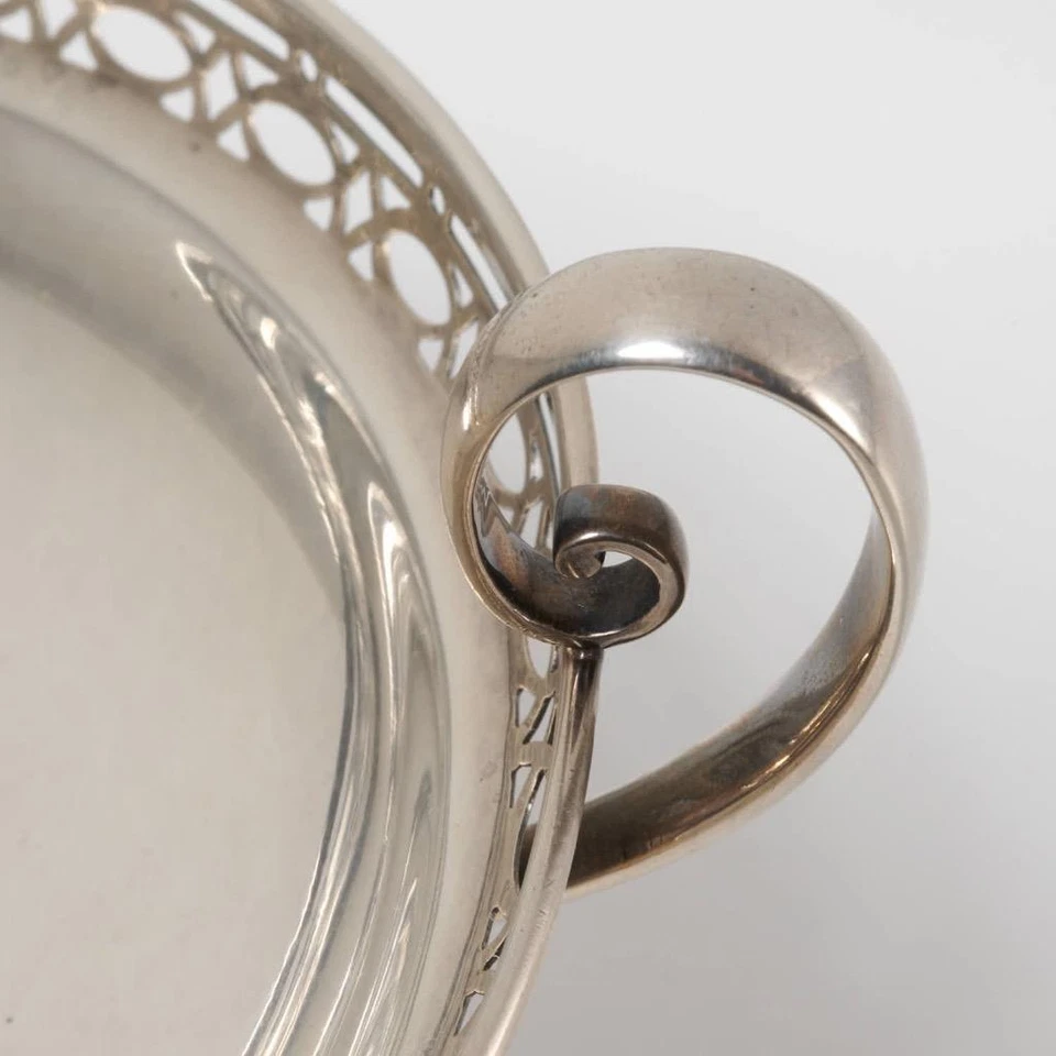 Antiguo plato de compota de caramelo con mango con pedestal de plata esterlina Reed and Barton 3,25 Foto 3 de 4