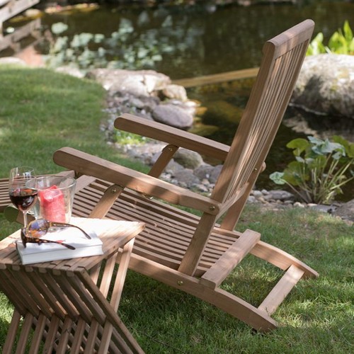 Gartenliege Woodie Deckchair inkl. Kissenauflage Teakholz - Bild 5 von 9