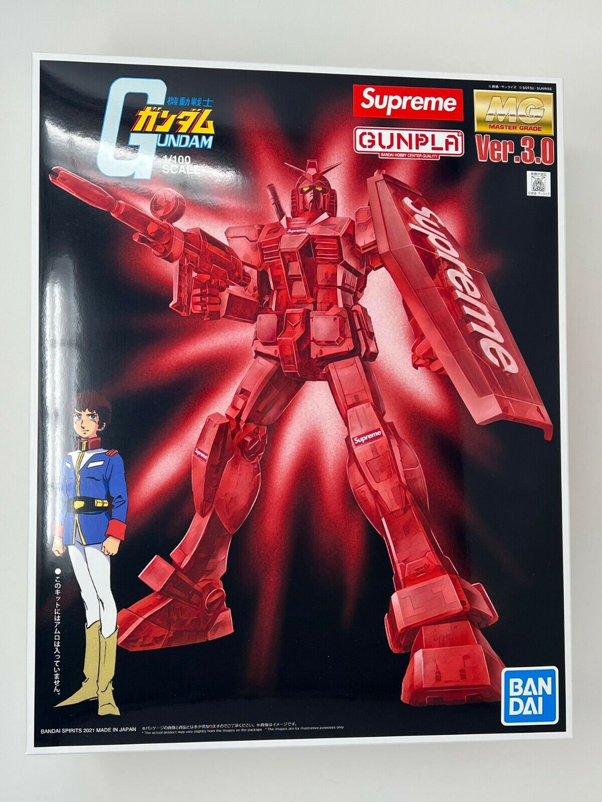 Supreme® MG 1/100 RX-78-2 GUNDAM Ver.3.0 Action Figure Red BAN DAI - FW21 - NEW