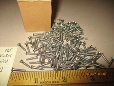 100--PLUS N.O.S., 1/2" LONG BY #2 NICKEL PLATED  FLAT HEAD SLOTTED WOOD SCREWS