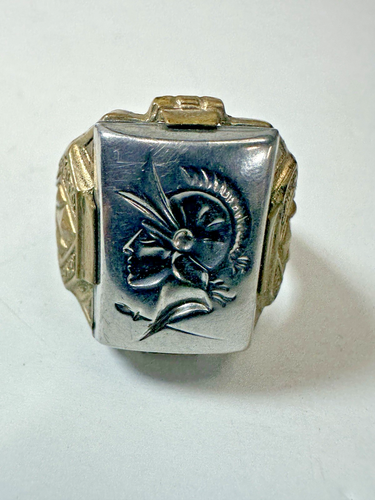 Vintage Ring Mens Roman Solider Mixed Metal Costume Brass Chunky Size 8