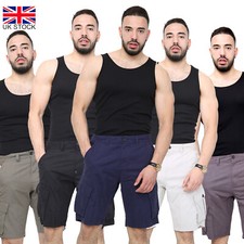 Mens Cargo Shorts Cotton Chino Knee Length Half Pants Multiple Pockets