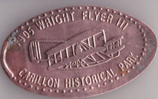 Elongated Souvenir Penny: CARILLON HISTORICAL PARK (1905 WRIGHT FLYER 111)Z 522