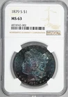 1879-S Morgan Silver Dollar NGC MS63 Beautiful Rainbow Tone Semi-PL Reverse