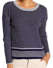 James Perse Wool Sweater Womens L Blue Stripe...