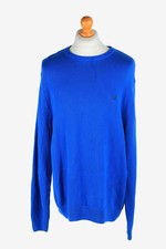 Mens Chaps Crew Neck Jumper Pullover Vintage Knitwear Blue XL-IL2468