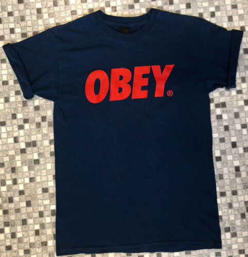 Obey Designer T-Shirt, Größe S, passt UK 10, Damen, Teenager, marineblau, 100 % authentisch, sehr guter Zustand - Bild 1 von 5