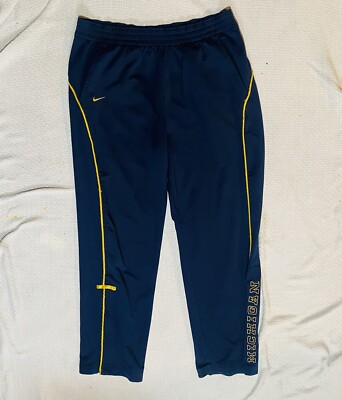90s Vintage Nike Team Authentic Michigan Sweatpants Mens L *No Drawstring*