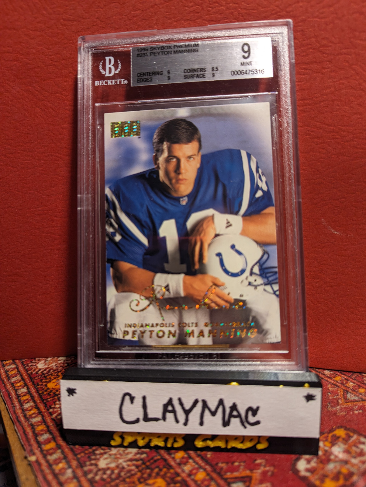 1998 PEYTON MANNING Skybox Premium Rookie #231 BGS 9 MINT Low Pop HOF Colts QTY