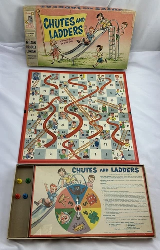 1960 Chutes and Ladders Game Milton Bradley Complete in Good Cond FREE SHIPPING