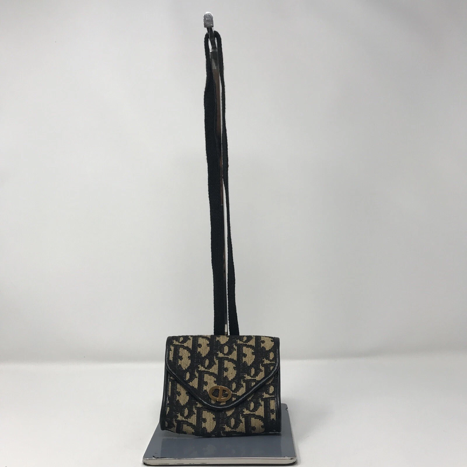 Sac pochette bleu vintage Christian Dior Trotter monogramme