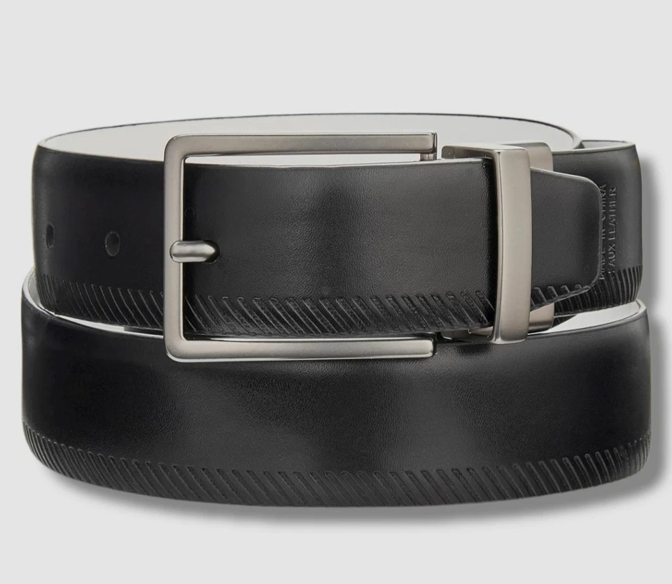 $30 Alfani Para hombres Blanco Imitación Cuero Reversible Arnés Hebilla Vestido Cinturón Talla 38 Foto 2 de 4