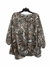 Counterparts Blouse Women’s Size Large Multicolor Animal Print Brown/White/Black