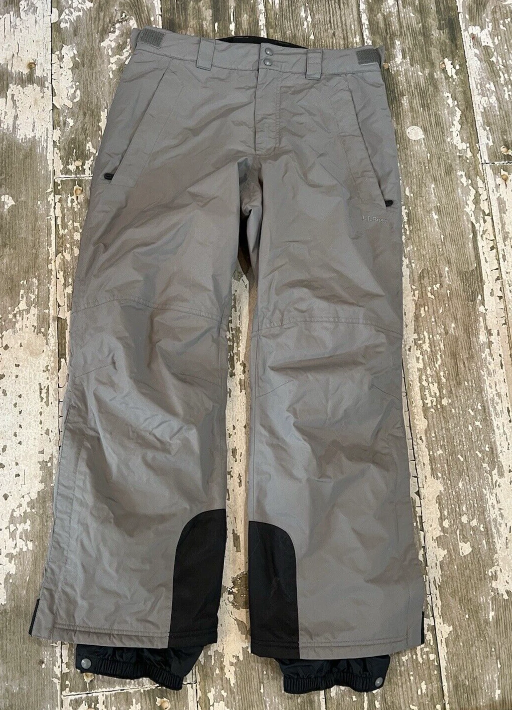 L.L. Bean M's Ski Snowboard Winter Snow Pants Waterproof Gray Zip #276681 Med