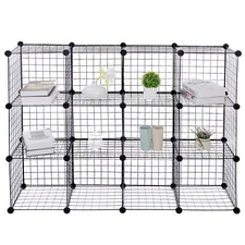 12-Cube Storage Shelf Wire Cube Storage Organizer DIY Closet Cabinet Living Room