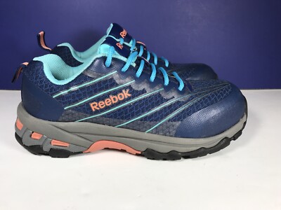 Reebok RB426 Women’s Size Steel Toe Work Shoes Blue Orange ASTM  F2413-11