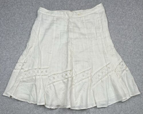 Banana Republic Größe 4P weiß Leinenmischung Boho Mini A-Linie leichter Rock