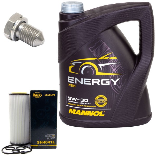 MotoröL Set 5W-30 5 Liter + ÖLfilter SH 4041 L + Schraube FüR Audi A4 A6 A8 2.4-image